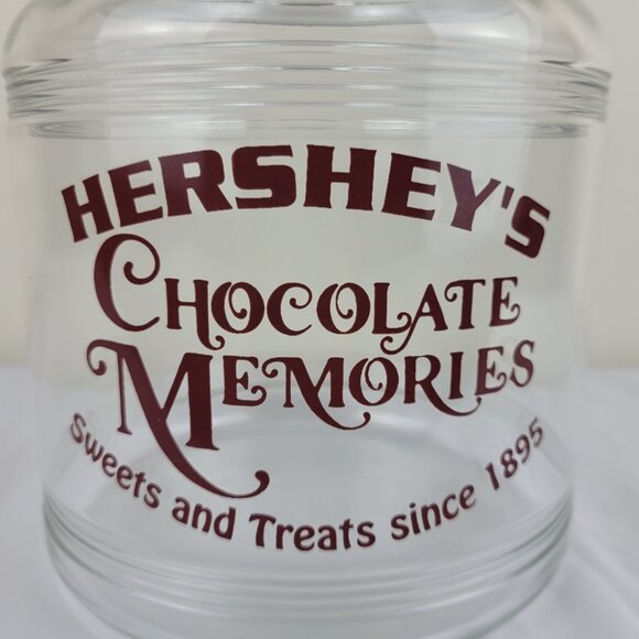 Vintage Hershey’s Chocolate Memories Sweets Treats 1895 Glass cookie jar Lid 90s - Picture 9 of 16